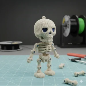 Knitted Skeleton Keyring Model
